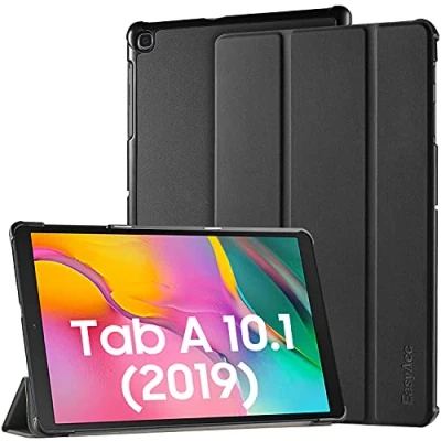 Afbeelding van EasyAcc Hoes voor Samsung Galaxy Tab A 10.1 2019 T510 / T515 Case ultradun met standaard functie Slim PU lederen Smart Cover Past Shell Auto Wake/Sleep, Zwart