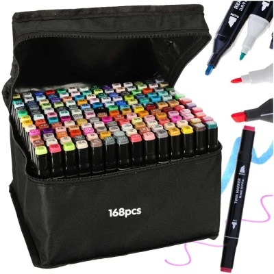 Afbeelding van Ikonka Dubbelzijdige Alcoholmarkers in Etui 168 + Standaard Alcoholmarkerset markers