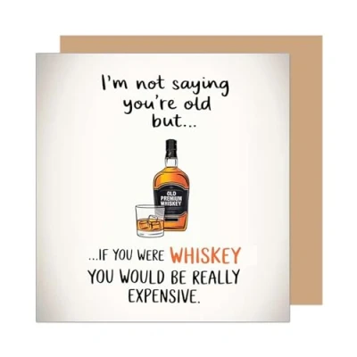 Afbeelding van Edition Seidel Premium vierkante verjaardagskaart met envelop. Wenskaart Happy Birthday kaart spreuk voor man vrouw vriend vriendin whiskey grappig (GQ410 SW025)