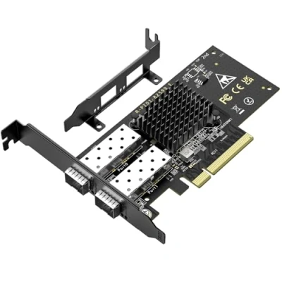 Afbeelding van 10Gb SFP+ PCIe NIC Netwerkkaart met Dual 10Gbps Poort, Intel 82599(X520 DA2) Chip, VIMIN 10G Ethernet LAN Adapter ondersteunt Windows7/8/10/11/Linux/VMware, compatibel PCI Express X8 &amp; X16