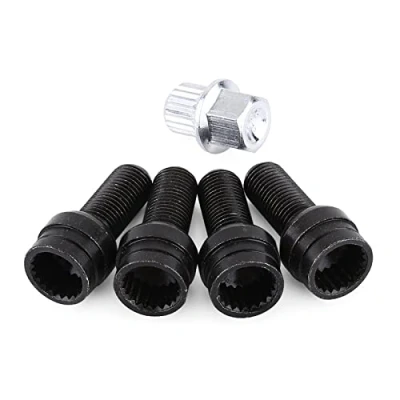 Afbeelding van 4+1 Zwart Staal Wiel Bout &amp; Lock Lug Nut Set Met voor