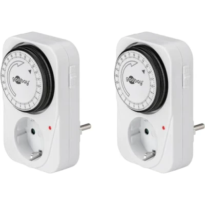 Afbeelding van Goobay 64893 Tijdschakelaar, stopcontact, analoge timer voor binnen, schakelklok, 15 minuten instelbaar geschikt controle led, continu gebruik mogelijk, set van 2