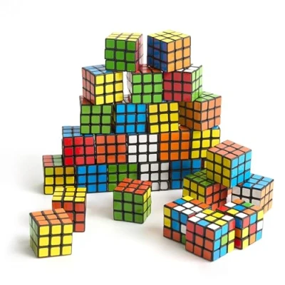Afbeelding van THE TWIDDLERS 30 Mini Puzzelblokjes Fidget Toy Snelheidsblokjes, 3x3 Perfect als Spelletjes Feestzak Vullers voor Kinderen, Hersenkrakers Multipack Klaslokaal Beloningen Prijzen 3cm