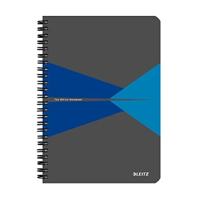 Afbeelding van Leitz 44580035 Office Collegeblok A5 geruit, spiraalgebonden met kartonnen omslag blauw