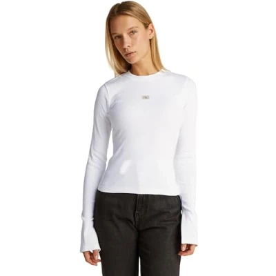 Afbeelding van Calvin Klein Jeans Label Longsleeve, Dames, Maat: Small, Bright white
