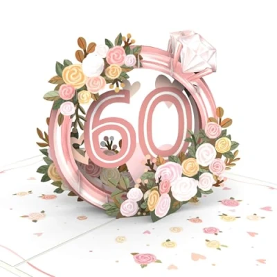 Afbeelding van papercrush® Pop up kaart diamanten bruiloft 3D wenskaart voor diamantbruiloft, cadeaukaart 60e huwelijksdag (vrouwen en mannen), geldgeschenkverpakking, uitnodigingskaart jubileumfeest