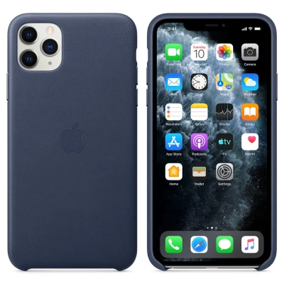 Afbeelding van Apple origineel leather case iPhone 11 Pro Max Midnight Blue MX0G2ZM/A