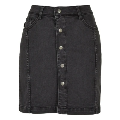 Afbeelding van Urban Classics Organic Stretch Button Denim Korte rok Taille, 26 inch Zwart