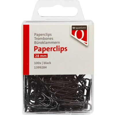 Afbeelding van Paperclip Quantore 28mm zwart 100 stuks Blister a stuk 10