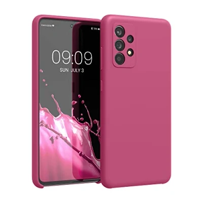 Afbeelding van kwmobile telefoonhoesje geschikt voor Samsung Galaxy A52 / 5G A52s Hoesje met siliconen coating Smartphone case in frambozenroze