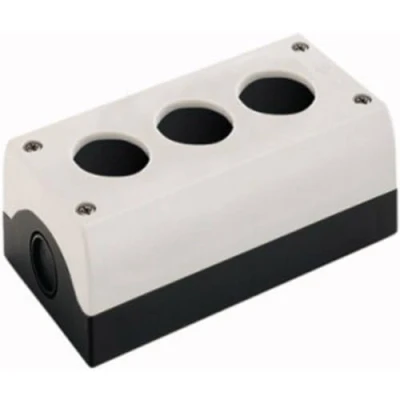 Afbeelding van Eaton rmq titan m22 drukknopkast lege kunststof kast 3 gats kl bodem antraciet deksel li grijs afm b 153 h 80 d 56mm 216538