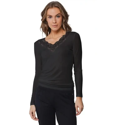 Afbeelding van Pastunette chique Zwart pyjamashirt Maat S
