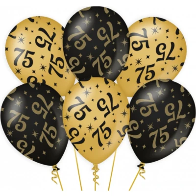 Afbeelding van Ballonnen 75 jaar 30cm 6 stuks