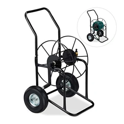 Afbeelding van Relaxdays slanghaspel metaal 3/4&quot; zonder slang slangenwagen tuinslanghaspel