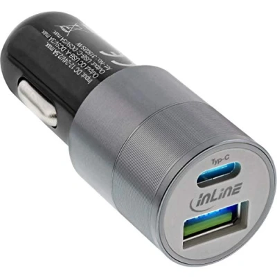Afbeelding van USB C auto contact Autolader n.v.t. USB2.0 High Speed/Quick Charge 3.0 InLine