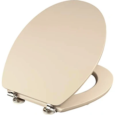 Afbeelding van Cornat Wc bril &quot;Telo&quot; eenvoudige look in beige hoogwaardige houten kern comfortabel zitgevoel effen design past elke badkamer/toiletbril/wc deksel / KSTEL17