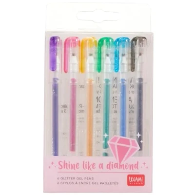 Afbeelding van Mini Glitterpennen 6 stuks Regenboog kleuren