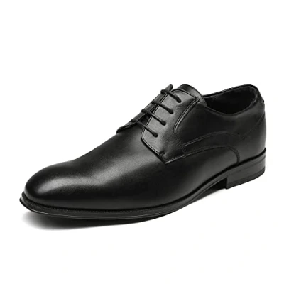 Afbeelding van Bruno Marc Herenkostuumschoenen, veterschoenen, klassieke zakelijke Derby Oxford, bruiloftsschoenen, zwart, 43 EU