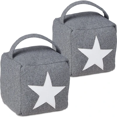 Afbeelding van Relaxdays 2x deurstopper ster deurvastzetter vloer deurstop textiel met handvat