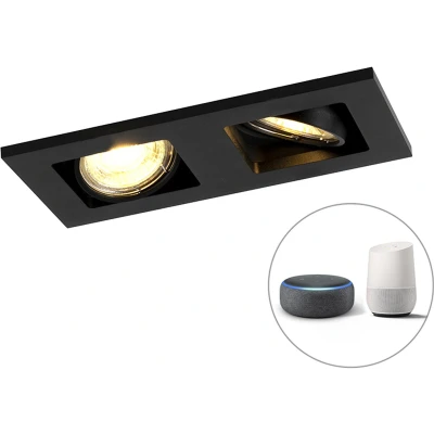 Afbeelding van QAZQA Moderne smart inbouwspot zwart incl. 2 Wifi GU10 Qure