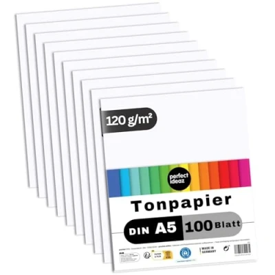 Afbeelding van perfect ideaz 100 vellen kleipapier DIN A5, wit, 120 g/m², MADE IN GERMANY