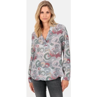Afbeelding van camel active Overslag blouse met opstaande kraag Maat womenswear M Veelkleurig