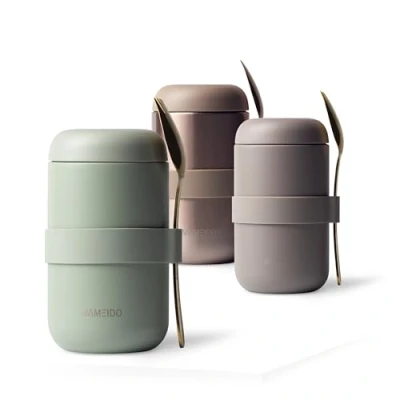 Afbeelding van MAMEIDO Thermische Voedselcontainer 500ml, houd voedsel warm, BPA vrij voor cornflakes, yoghurt, babyvoeding, pap, havermout, ijs en soep (Desert Sage, 0,5l)