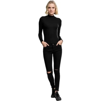 Afbeelding van Urban Classics Cutout Turtleneck Longsleeve, Dames, Maat: XS, Black