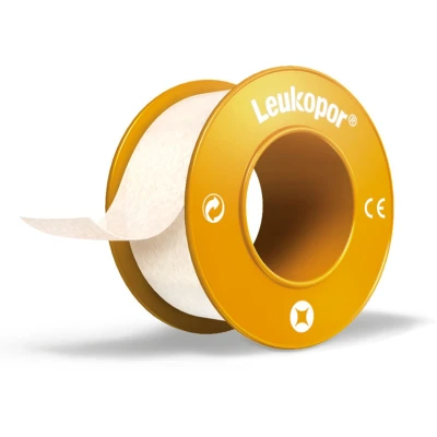 Afbeelding van Leukopor, hechtpleister met klemring 1,25cm x 5m, doosje 24 stuks