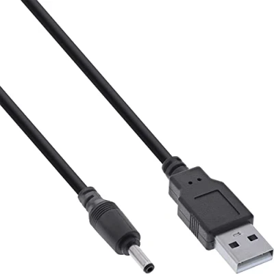 Afbeelding van InLine® USB DC voedingsadapterkabel, A stekker naar 3,5x1,35mm holle stekker, zwart, 3m