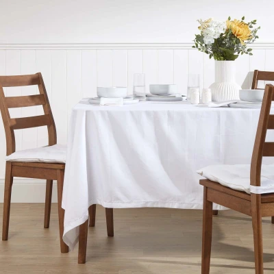Afbeelding van Homescapes tafelkleed van 100% katoen, 138 x cm, wit