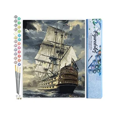 Afbeelding van Figured&#039;Art Schilderen op Nummer Volwassenen canvas Oceaangaljoen Handwerk acrylverf Kit DIY Compleet 40x50cm zonder frame