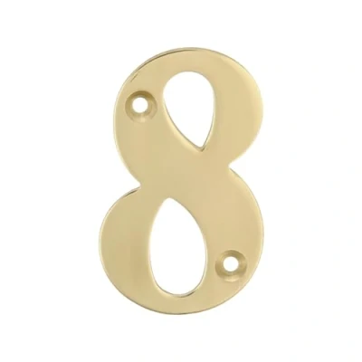 Afbeelding van AMIG Huisnummer 8 massief messing 5cm incl. bijpassende schroeven gepolijst goudkleur Huisnummers