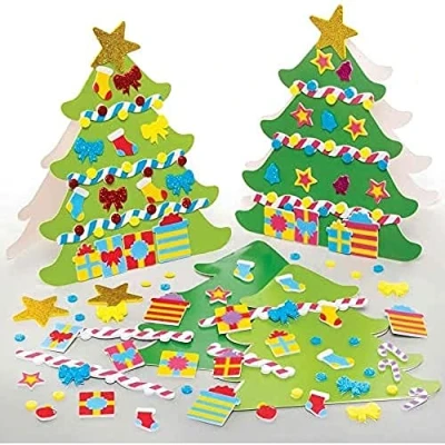 Afbeelding van Baker Ross FE910 Kerst Mix &amp; Match Kaart Pakketten Pak van 6, Kaartenmaak Kit voor Kinderen, Maak Je Eigen Kerstkaarten, Ideaal Feestelijk Kunst en Knutsel Project,assorted