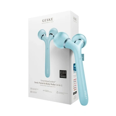 Afbeelding van GESKE SmartAppGuided™ Sonic Facial &amp; Body Roller 4 in 1 Dermaroller Apparaat voor gezicht en lichaam Dermarol Professionele gezichtsroller Verstevigt definieert