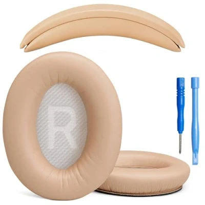 Afbeelding van Premium vervanging Soundlink AE2 oorkussens en hoofdband pad kussen compatibel met Bose Around Ear 2 / hoofdtelefoon beige