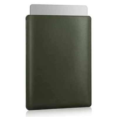 Afbeelding van MoKo Laptop Sleeve Compatible with MacBook Air M1 13.3 2020, Pro Galaxy Tab S8+ 12.4&quot;,PU Leather Notebook Computer Briefcase Carrying Bag Slim Stylish Case Pouch, Midnight Green