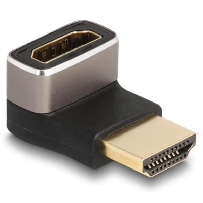Afbeelding van Delock HDMI Adapter Stecker zu Buchse 90 unten gewinkelt 8K 60 Hz grau