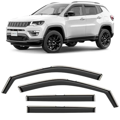 Afbeelding van CLIM ART Winddeflector voor/compatibel met Jeep Compass 2016 2024, regendeflectors voor deuren, winddeflectors auto&#039;s, in channel, 4 stuks,donker