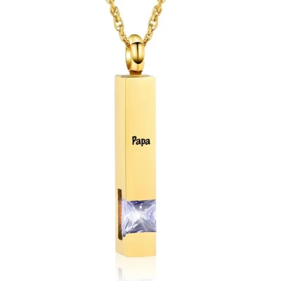 Afbeelding van Luxe Ashanger Met Ketting En Gravering Papa Assieraad Goudkleurig Licht Paarse Steen As Gedenksieraad Urn Incl. vuller