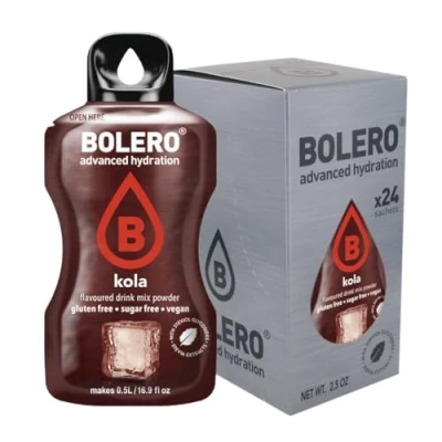 Afbeelding van Bolero COLA 24x3g Suikerloos sappoeder, gezoet met stevia + vitamine C geschikt voor kinderen, sporters en diabetici glutenvrij veganvriendelijk Vlierbloesemsmaak