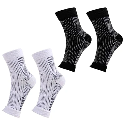 Afbeelding van Neuropathie sokken voor vrouwen, 2 paar plantaire fasciitis sokken, compressiesokken, enkelsteunbrace verstuikte enkel, ademende anti slip kalmeren pijn, zwelling