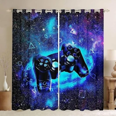 Afbeelding van Gordijnen Video 200X160Cm Set Van 2 Verduistering Met Oogjes Voor Slaapkamer Woonkamer