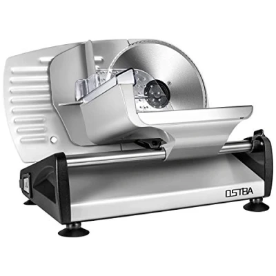 Afbeelding van OSTBA Elektrische Snijmachines, Alles Snijmachine Roestvrij Stalen Mes, Worst met Instelbare Snijdikte (0 15mm) Kaas Snijmachine, Brood 150W, Zilver, OSTBA.
