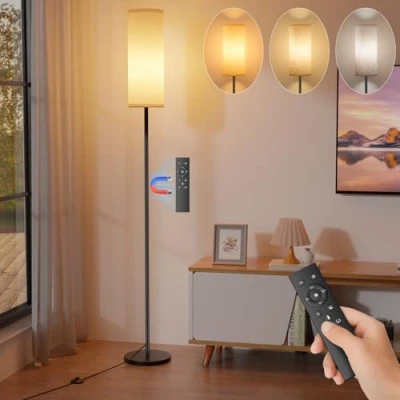 Afbeelding van Vloerlamp met Afstandsbediening, Dimbare Woonkamerlamp 11 Kleurtemperaturen, E27 LED Lamp Staande Voetschakelaar voor Slaapkamer, Kantoor
