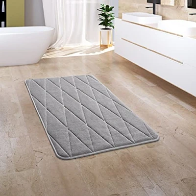 Afbeelding van Badkamerkleed Badmat Badvloerkleed Douchemat Pluizig Traagschuim 3D Effect Wasbaar, Maat:65x120 cm, Kleur:Crème 4