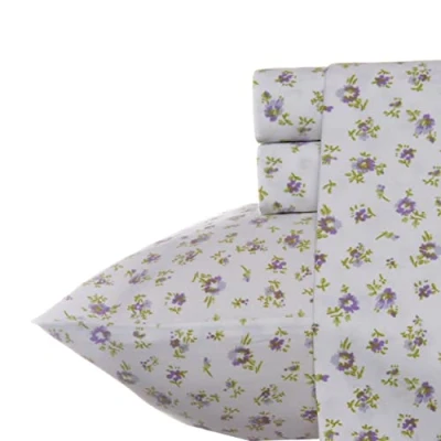 Afbeelding van Laura Ashley Home King Lakens, zachte satijn katoenen beddengoed set slank, glad en ademend huisdecor (Petite Fleur Heather, King)