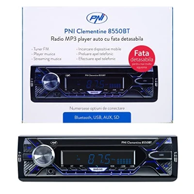 Afbeelding van Auto MP3 speler PNI Clementine 8550BT, afneembaar front, 4x45w, 12V, 1 DIN, met SD, USB, AUX, RCA