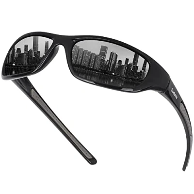 Afbeelding van Duduma TR8116 Gepolariseerde sportbril, zonnebril voor dames en heren, met UV400 bescherming, frame buiten, golf, fietsen, vissen, wandelen, Zwart mat blauwe lens