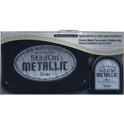 Afbeelding van Stazon inktkussen set opaque metallic silver 1 PK SZ 000 192